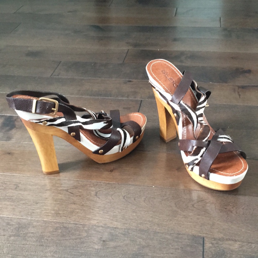 Aldo platform wood heel sandals - size 8